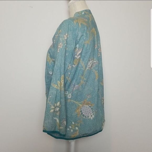 Christopher & Banks Women's Large long sleeve button up blue blouse - Picture 2 of 8